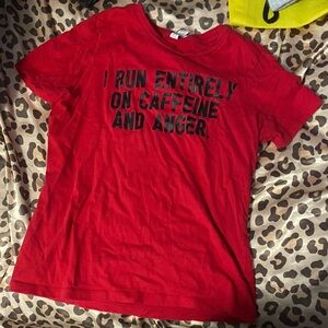 bella canvas red t-shirt w/ caffeine graphic (s: S)